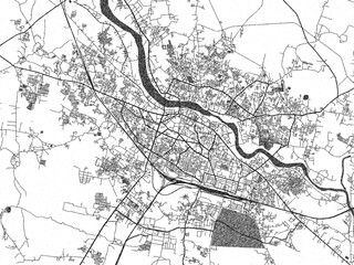 Naklejka premium Poster-ready black and white illustration map of Bilaspur, India, detailed and artistic.