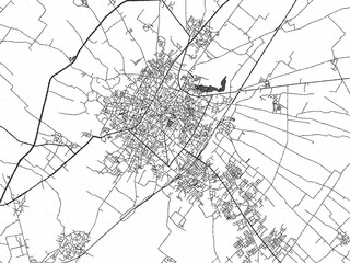 Fototapeta premium Hand-drawn style black and white city map of Budaun, India, ready for wall art or editorial projects.