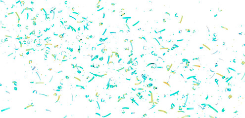 Festive confetti background with teal and gold streamers. Perfect for celebrations, parties, and joyful occasions.