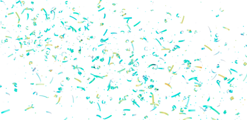 Festive confetti background with teal and gold streamers. Perfect for celebrations, parties, and joyful occasions.