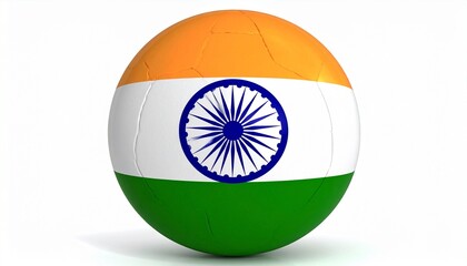 Soccer ball wrapped in Indian flag colors&mdash;national pride meets global sport.