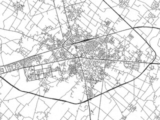 Obraz premium City map illustration of Hapur, India, rendered in black and white sketch style.