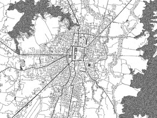 Fototapeta premium Hand-drawn style black and white city map of Imphal, India, ready for wall art or editorial projects.