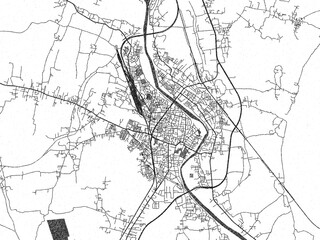 Naklejka premium Monochrome hand-drawn map of Ingraj Bazar, India, ideal for decorative and editorial use.