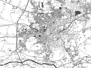 Fototapeta premium Monochrome hand-drawn map of Jabalpur, India, ideal for decorative and editorial use.