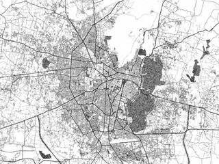 Fototapeta premium City map illustration of Jaipur, India, rendered in black and white sketch style.