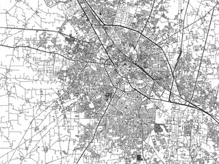 Fototapeta premium Monochrome sketch map of Jalandhar, India, ideal for posters, prints, and travel design.