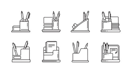 Vector art of desk organizer set