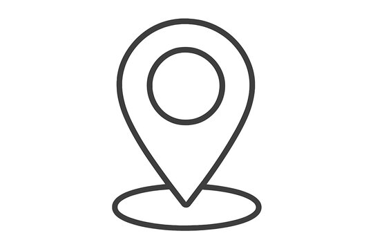 Location pin icon. Simple linear map marker for navigation and destination. GPS pointer for searching position, address, or point of interest. Geolocation sign vector illustration.
