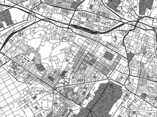 Naklejka premium Hand-drawn style black and white city map of Karol Bagh, India, with detailed streets and textures.
