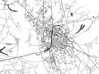 Obraz premium Urban black and white map of Katihar, India, designed in a sketch style for prints.