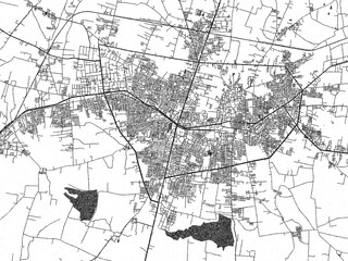 Fototapeta premium Poster-style sketch map of Latur, India, designed in artistic monochrome.