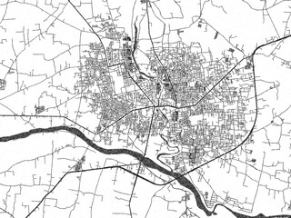 Naklejka premium Hand-drawn style black and white city map of Malegaon, India, ready for wall art or editorial projects.