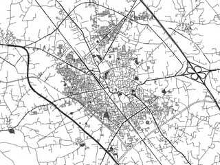 Obraz premium Stylized decorative city map of Nadiad, India, hand-drawn in black and white.