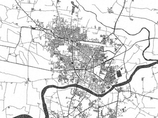 Fototapeta premium Decorative black and white map of Nanded, India, rendered in sketch-like style.