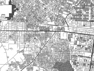 Artistic urban sketch of Nangloi Jat, India, detailed in black and white map form.