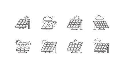 Vector art of solar panel collection