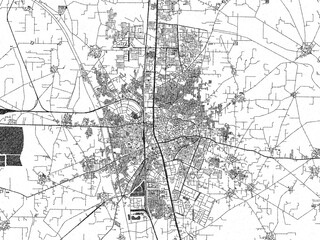 Naklejka premium Poster-ready black and white illustration map of Panipat, India, detailed and artistic.