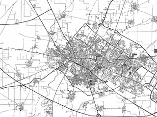 Detailed artistic sketch map of Rohtak, India, in monochrome black and white.