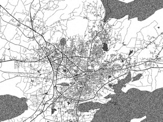 Naklejka premium Decorative black and white map of Salem, India, rendered in sketch-like style.