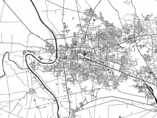 Naklejka premium Decorative black and white map of Sangli, India, rendered in sketch-like style.