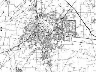 Fototapeta premium Detailed artistic sketch map of Sirsa, India, in monochrome black and white.