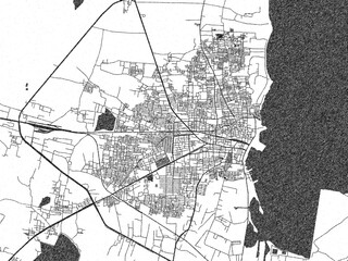 Naklejka premium Detailed black and white map of Thoothukudi, India, in artistic sketch style.