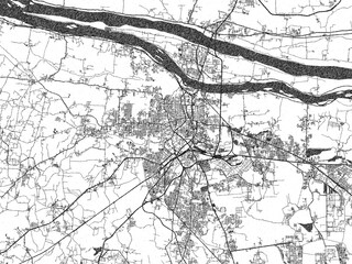 Fototapeta premium Sketch-style black and white map of Tiruchirappalli, India, perfect for illustration and wall art.