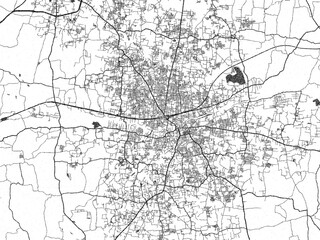 Detailed black and white map of Tiruppur, India, in artistic sketch style.