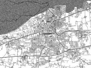 Naklejka premium Stylized decorative city map of Tirupati, India, hand-drawn in black and white.