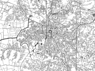 Naklejka premium Black and white map poster of Thrissur, India, illustrated in hand-drawn style.
