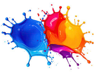 Vibrant paint splashes merge with a dynamic blend of colors against black