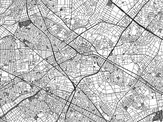 Obraz premium Illustrated city map of Chiryu, Japan, in black and white, showing roads and textures.