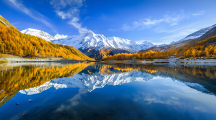 Fototapeta premium Mountain lake autumn reflection