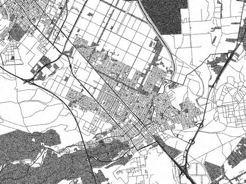 Decorative black and white map of Chitose, Japan, rendered in sketch-like style.