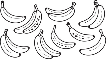 Obraz premium Collection of Banana Drawings in Line Art Style for Tropical Food Design