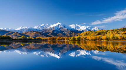 Mountain lake autumn reflection