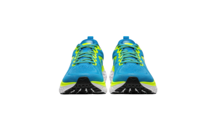 Pair of bright blue and green running shoes isolated PNG with Transparent Background