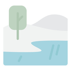 Minimalist Landscape with Tree and Water