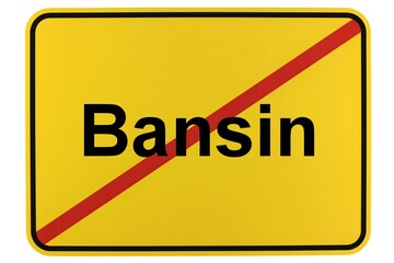 Illustration eines Ortsschildes des Ostseebades Bansin auf der Ostseeinsel Usedom