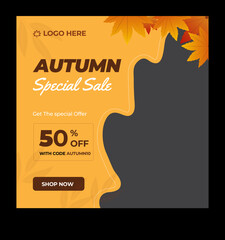 Autumn Special Sale Social Media Banner Template &ndash; Seasonal Discount Promotion Design