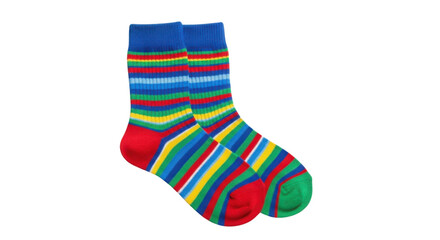 Colorful pair of striped socks isolated PNG with Transparent Background
