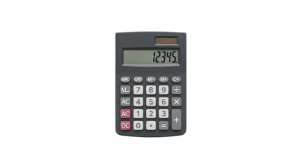 Calculator displaying the number 12345 isolated PNG with Transparent Background