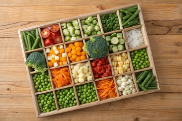 Wooden Box Filled with Fresh Vegetables