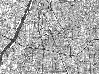 Fototapeta premium Poster-ready monochrome city map of Ichinomiya, Japan, with detailed streets and rivers.
