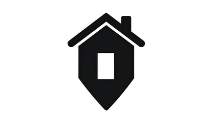 Fototapeta premium Simple black house icon on a pointed background