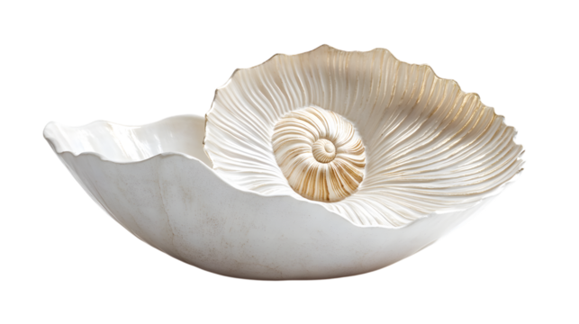 Elegant seashell bowl for coastal decor, perfect nautical accent, evokes ocean serenity in home design, ideal for spa ambiance, adding seaside charm,isolated on white background.