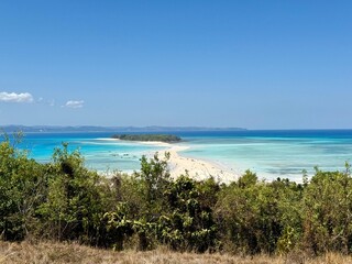 Turquoise waters of Nosy Iranja sandbank in Madagascar