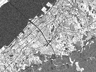 Fototapeta premium Detailed black and white map of Izumisano, Japan, in artistic sketch style.