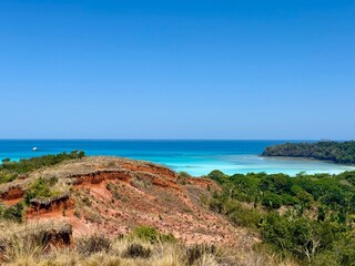 Turquoise waters of Nosy Iranja sandbank in Madagascar